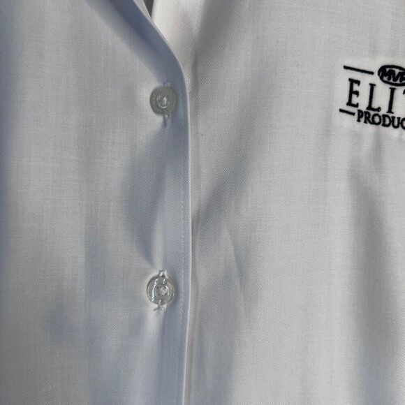 Cutter & Buck White Button Up Dress Shirt Long Sleeve "Elite Producer" Logo LG - Picture 4 of 10